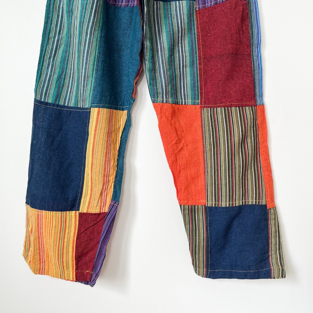 Boho Handmade Cotton Patchwork Pants Womens Small Nepal - Picture 3 of 11